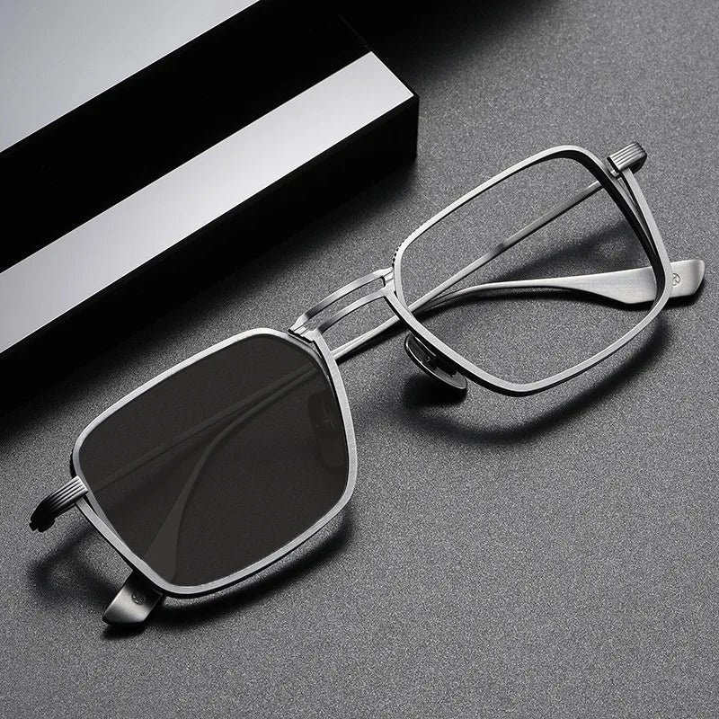 2024 High-End Retro Photochromic Square Frame Glasses Anti-Blue Light Diamond-Shaped Optical Glasses for Wholesale