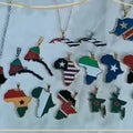 18k Gold Plating Africa Congo Algeria Map Pendant Necklace Women Men Gold Color Bamboo Sweater Chain Hiphop Style