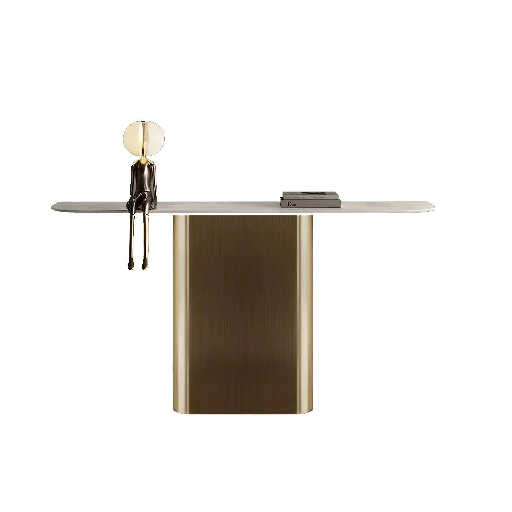 Luxury Modern Console Table Marble Matt Gold Stainless Steel Frame Hallway Entrance Living Room Furniture Home Decoration Custom