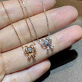CAOSHI Unique Holow Bow Necklace Pendant Bling Bling Zircon Silver Gold Diamond Lovely Fashion Necklace Women