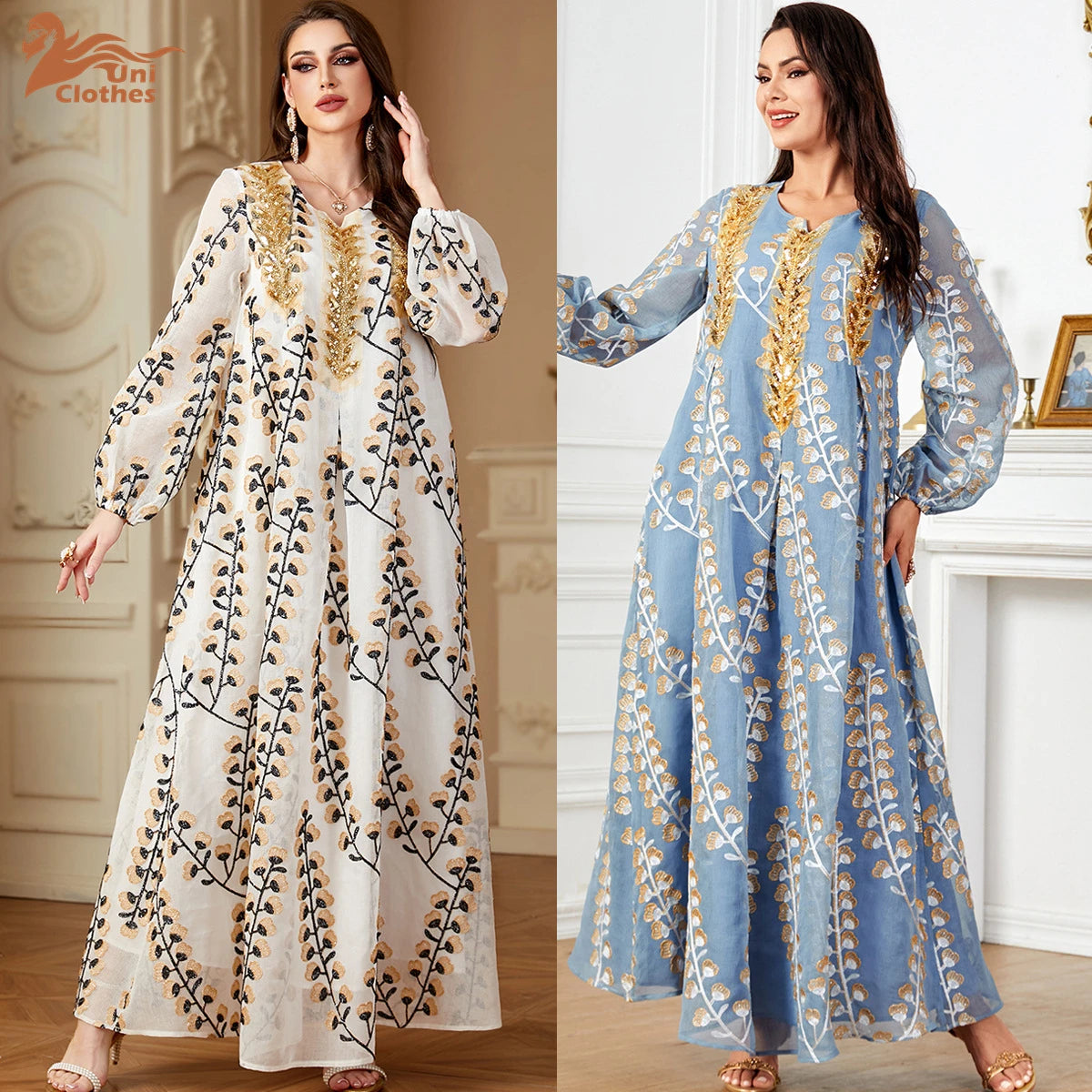 2024 Wholesale Sequin Muslim Embroidery Ladies Arab Islamic Islam Modest Women's Clothing Robe Dubai Abaya