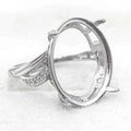 Sterling Silver 16*19mm Semi Mount Ring Empty Frame Blank Support Claws Setting S925 Base Holder Without Center Stone for Inlay