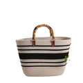 Beach Vacation Eco Friendly Durable Portable Soft Women's Bucket Weaving Bag Large Capacity Striped Cotton Rope