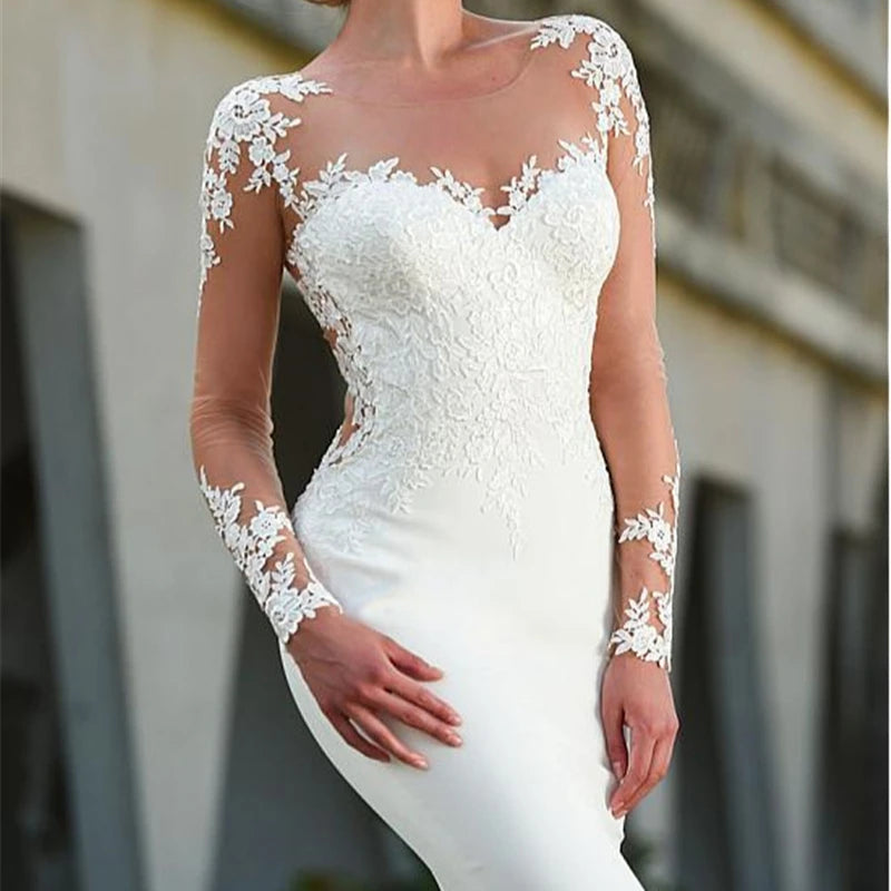 S447A 2025 Mermaid Bridal Gowns White Party Fabrics Lace Material Wedding Dresses for Women