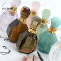 HOT Sale Women Jewelry Cute Mini Natural Gem Stone Perfume Bottle Necklace Essential Bottle With Dropper