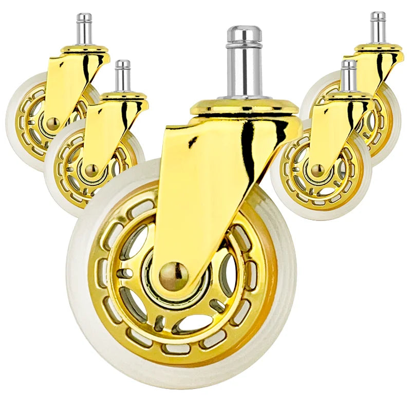 Customizable 3 Inch Universal PU Office Chair Contemporary Caster Wheel Gold Plated Bracket Swivel Furniture Game Chair MegaBDM