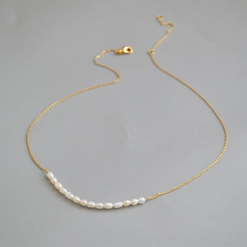 Natural Freshwater Pearl Luxury Choker Necklace Trendy 18K Gold Chain Necklace Elegant Jewelry