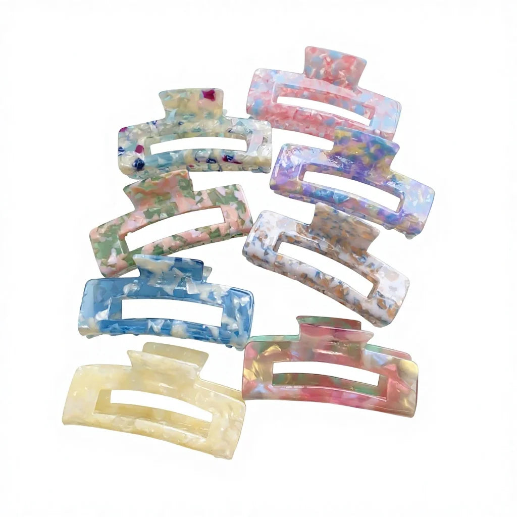 BSCI Factory Wholesale 10.5cm Thick Rectangle Large Hair Claw Clips Cellulose Acetate Hair Claw for Women Girls