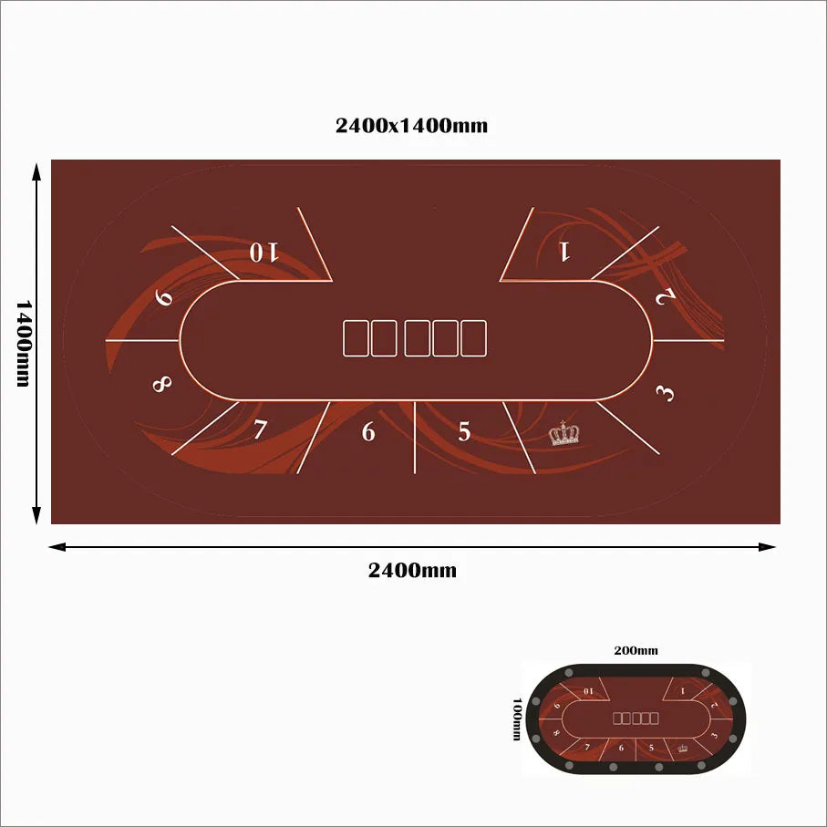 2.4m Texas Hold'em Poker Table Top Cover Mat Rubber Table Cloth Table Top Digital Print Casino Board Game