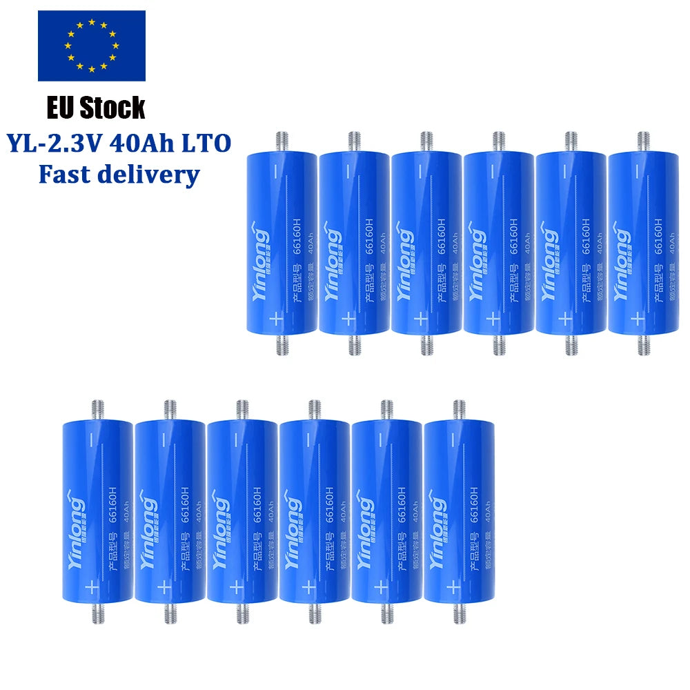 EU Stock Fast Delivery YINLONG LTO 6616002.3V 40Ah Original a Grade Brand New Rechargeable Batteries 12-48pcs for EV RV Solar