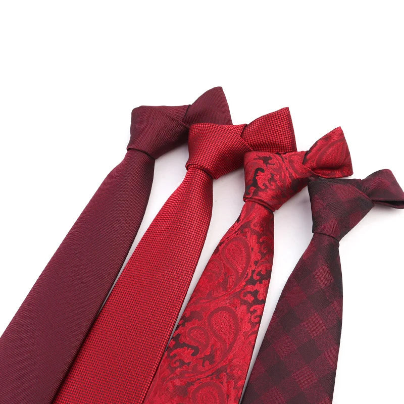 High Quality Men's Business Tie Wine Red Series Fashion Solid Wedding Necktie