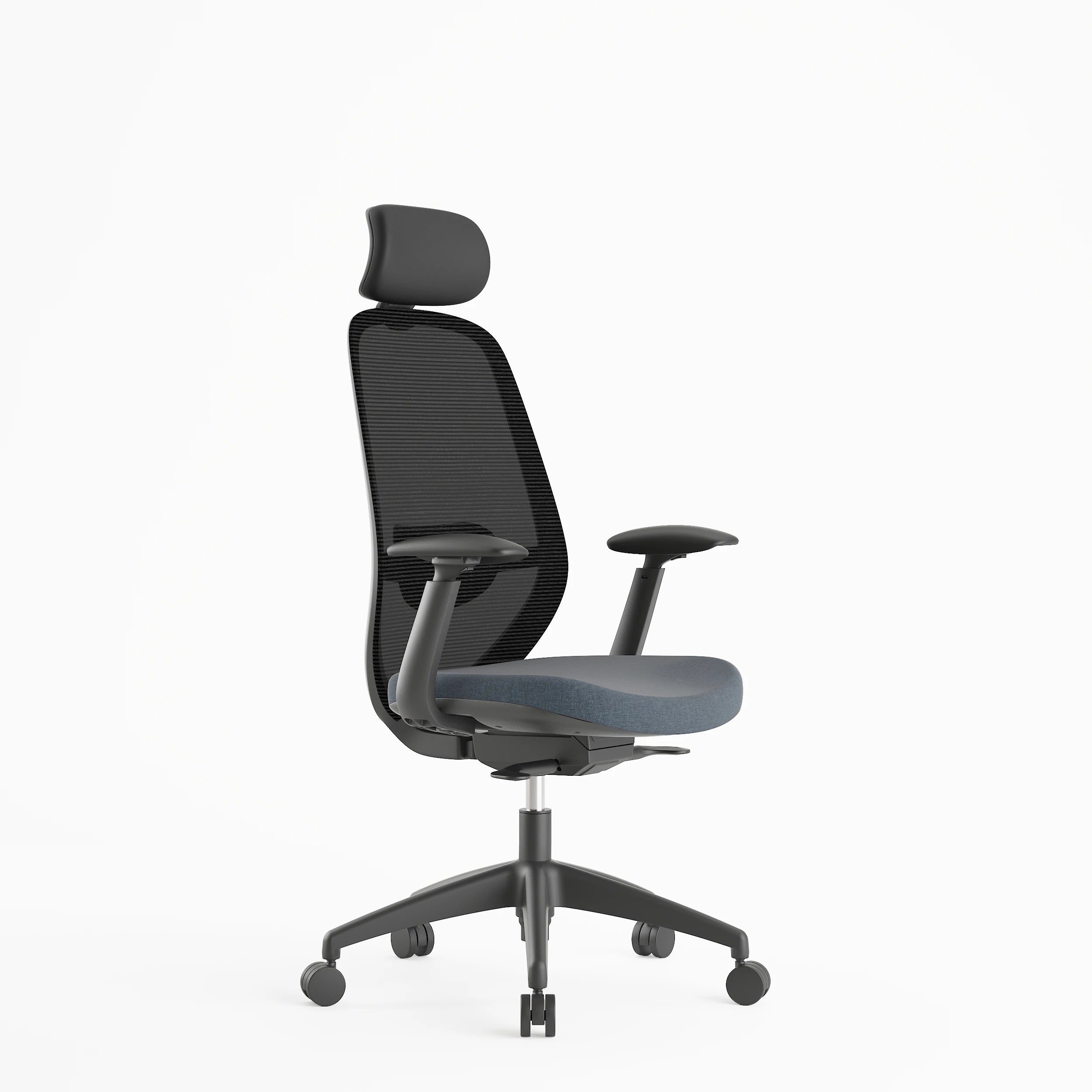 Modern Design 4D PU Adjustable Armrest Executive Office Chair with Nylon Base Ergonomic Black Mesh Fabric Bedroom Use