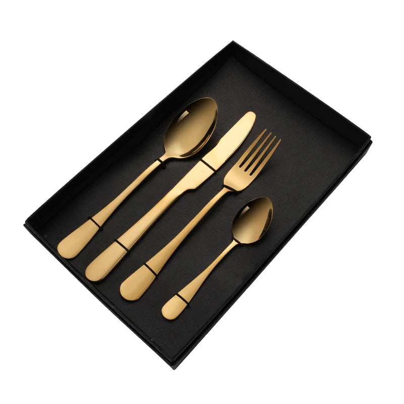 Wholesale 4pcs Colorful Flatware Set Spoon and Fork Set Stainless with Box