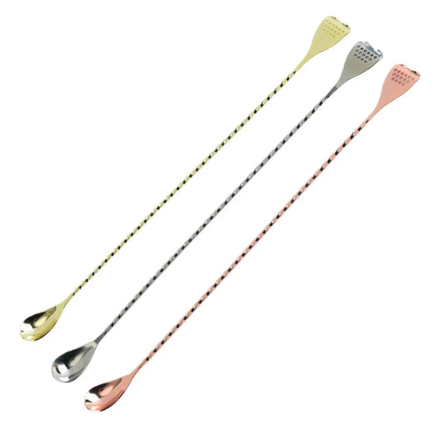 Bar Kitchen Gadgets Metal Stainless Steel Cute Long Handle Spiral Coffee Cocktail Stirring Spoon