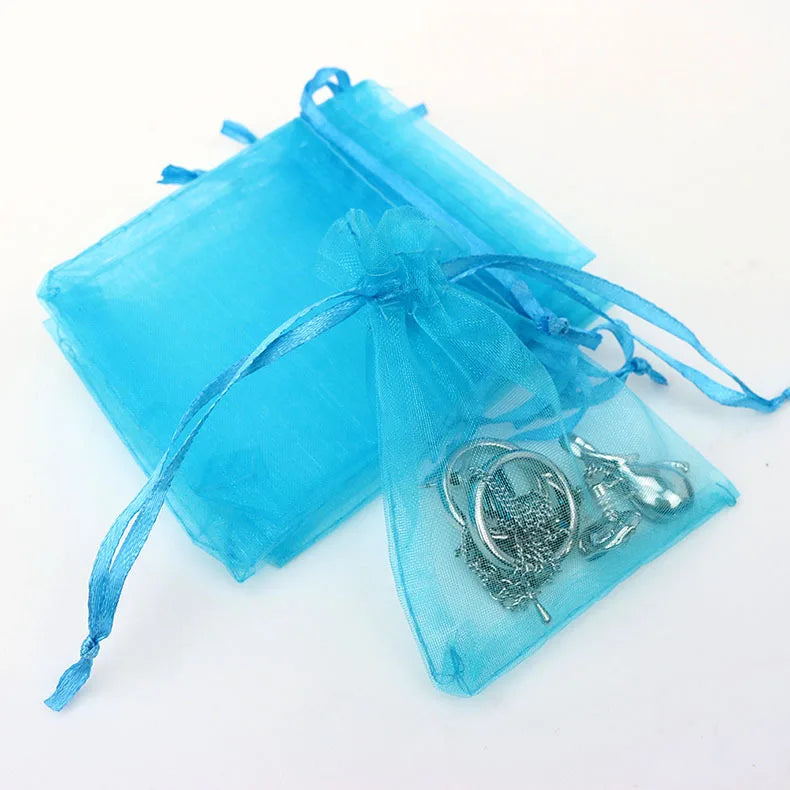 15*20cm Drawstring Organza Mesh Bag for Gift Packaging Mesh Jewelry Pouches for Party Wedding  With LOGO Custom
