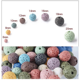 Volcanic Lava Natural Stone Beads Colorful Round Rock Lava Loose Beads 6/8/10mm for DIY Necklace Bracelet Jewelry Making