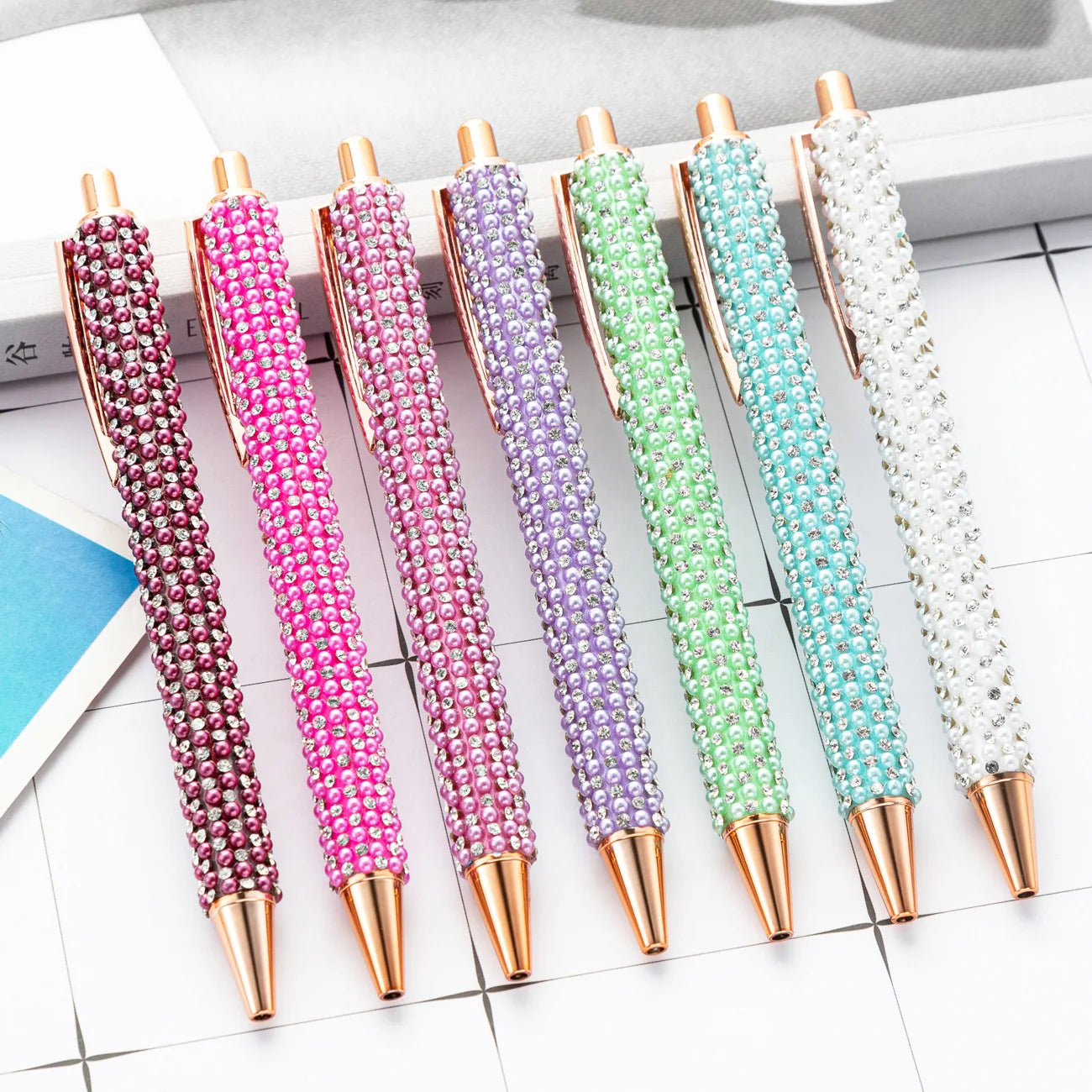 Hot Sale Beads Ballpoint Pen Pretty Metal Colorful Ballpoint Pen With Diamonds Inexpensive Office Gifts for Women and Girls