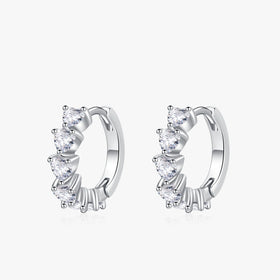 Ailmay 925 Sterling Silver Elegant Heart Sparkling Zircon Exquisite Hoop Earrings for Women Engagement Anniversary Jewelry Gift