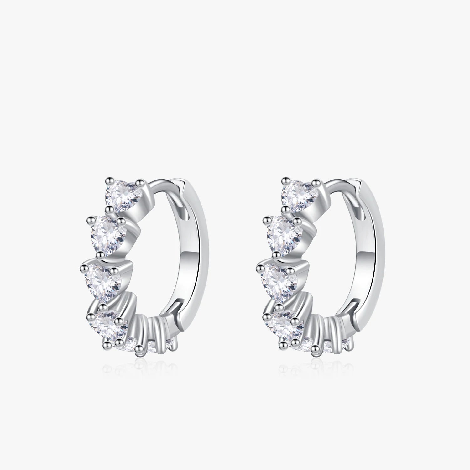 Ailmay 925 Sterling Silver Elegant Heart Sparkling Zircon Exquisite Hoop Earrings for Women Engagement Anniversary Jewelry Gift