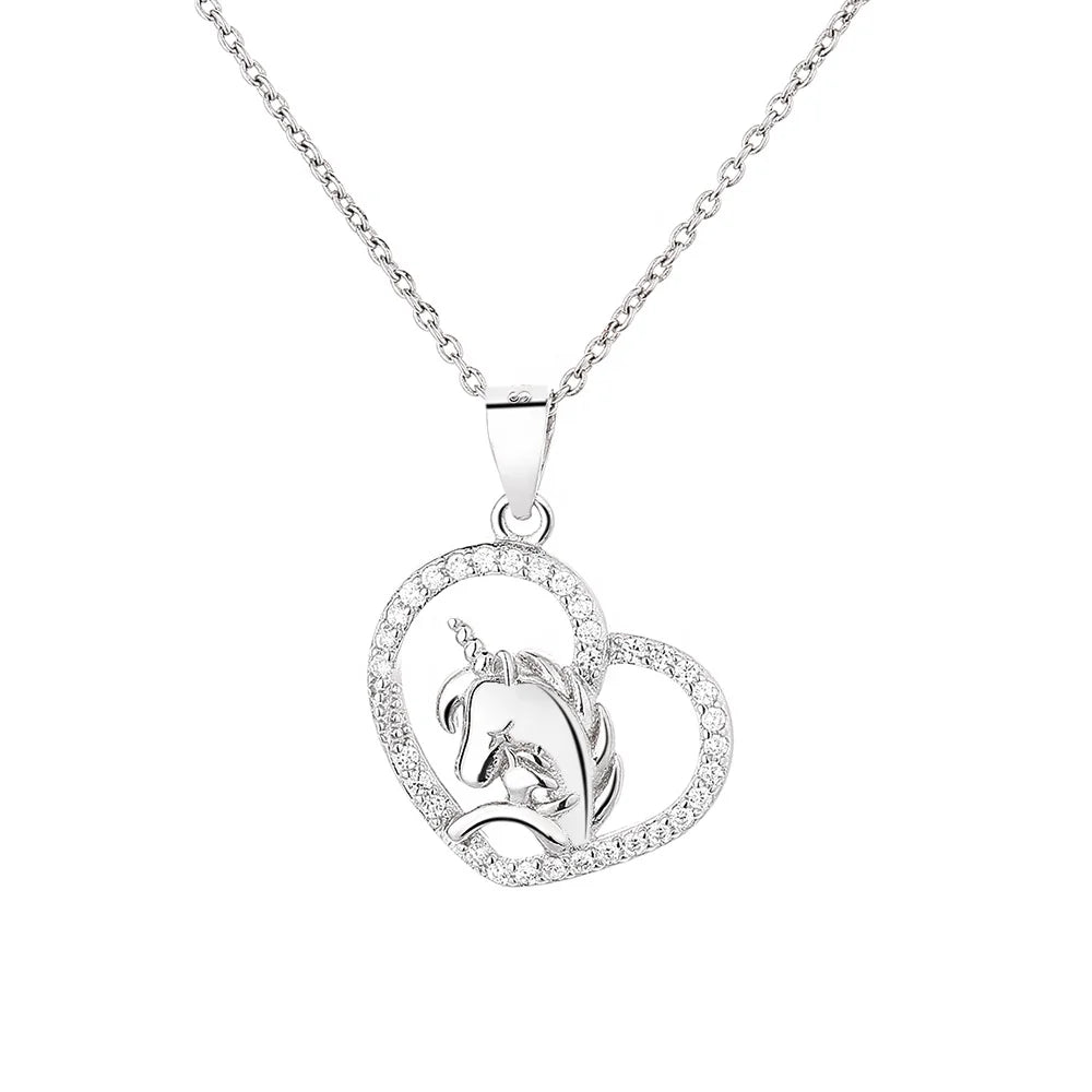 European and American 925 Silver Unicorn Pendant