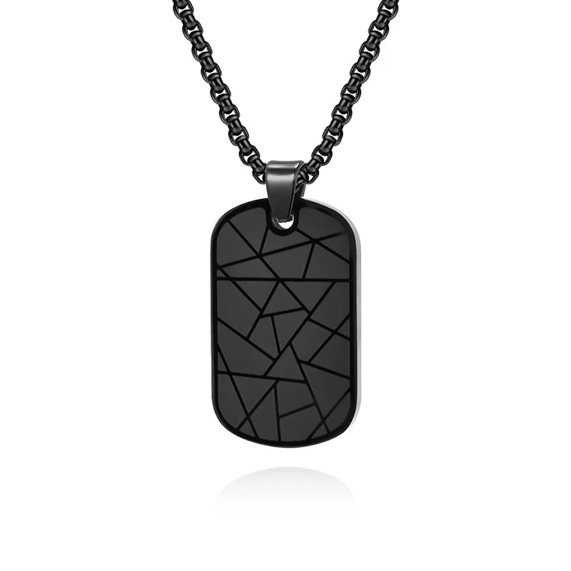 Non Tarnish Mens Necklace Jewelry Wholesale Fashion Stainless Steel Black Plated Engraved Dog Tag Pendant Necklace for Men Boys
