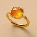 Adjustable Classic Crystal Rhinestone Cocktail Ring Gold Plated Natural Stone Jewelry Women's Christian Fashion Rings Geometric