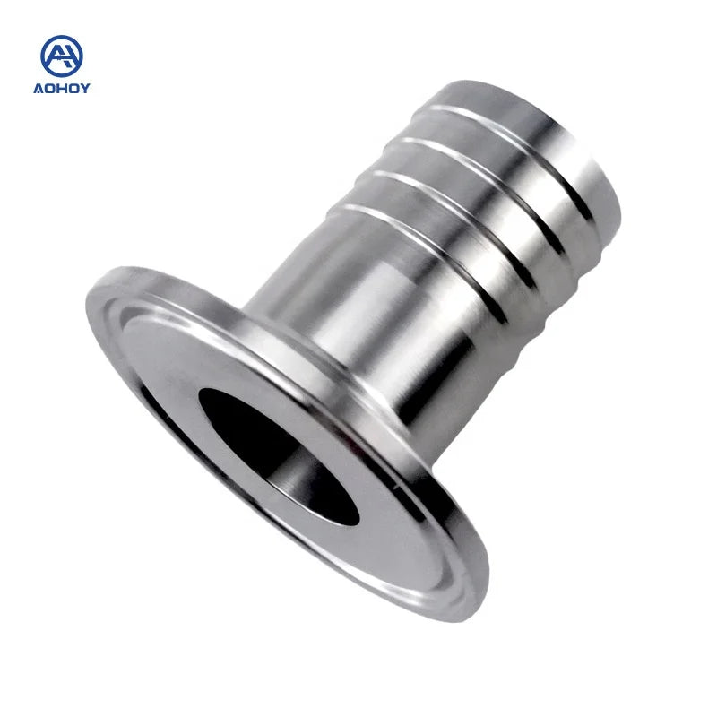 Aohoy Food Grade 1.5 Inch Ss 304 316 Sanitary Stainless Steel Tri Clamp Hosebarb to Hose Barb Adapter