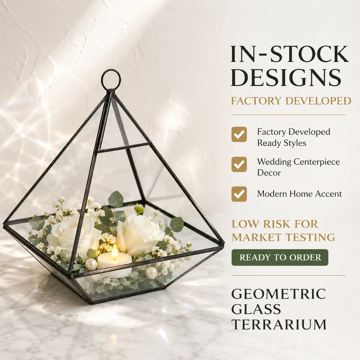 Handmade Geometric Glass Terrarium Polygon Hanging Air Planter for Wedding Centerpiece Modern Home Decor Wholesale