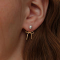 JOYFFO Women's Trendy 14K Gold Plated/Silver Bow Pearl Huggie Earrings Dangle Cubic Zirconia Rope Twist Stud Hoop Pearl Earring