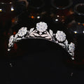 Vintage Queen Crown Jewelry Rose Flower Zircon Headdress Headband for Women for Marriage & Special Occasions