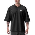 Oversized V-neck T-shirt Mens Dropped Shoulder Half Sleeve Fitness T Shirt Summer Mesh Loose Gym Clothing Basketball Jerseys