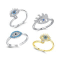 Daidan Evil Eye Ring 925 Sterling Silver Adjustable 925 Resizeable Cz Turquoise Eyebrow Ring MegaBDM