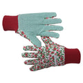 Cotton Garden Gloves for Women Durable Women's Gardening Gloves with PVC Dotted Bright Floral Gardening Gloves for Women