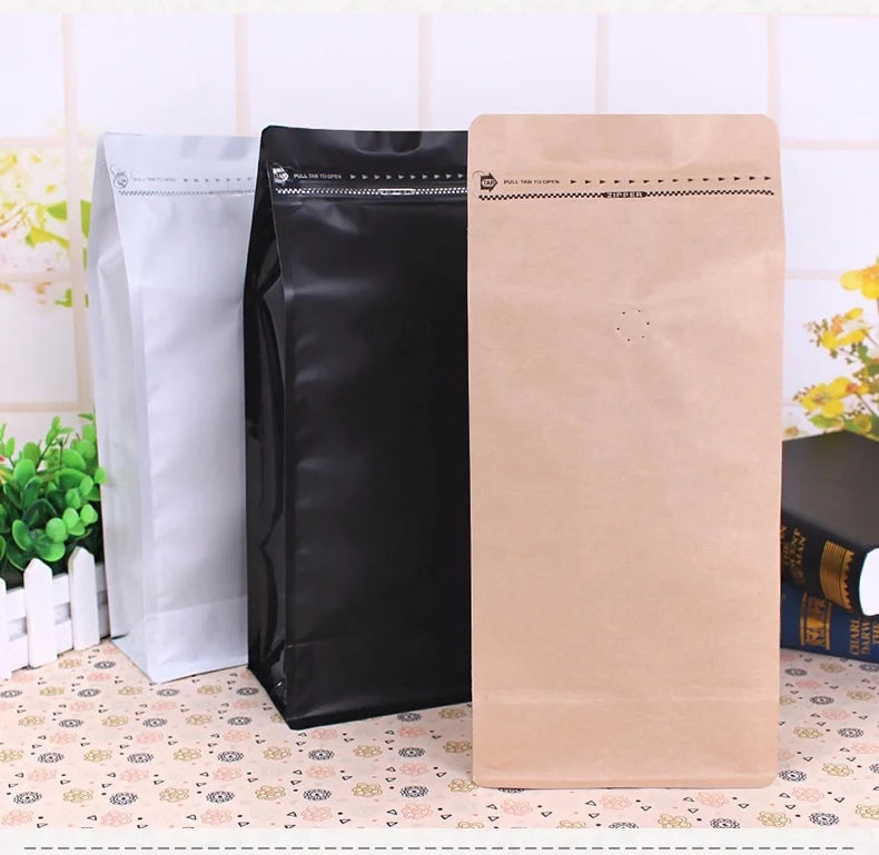 Ready to Ship Flat Bottom Coffee Bag Matt Black l 500G & 1000G Capacities with Valve Packaging & Printing Product