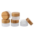 20ml 30ml 50ml 100ml Frosted Clear Glass Jar Bamboo Lid White Plastic Gasket Cosmetic Cream Jar
