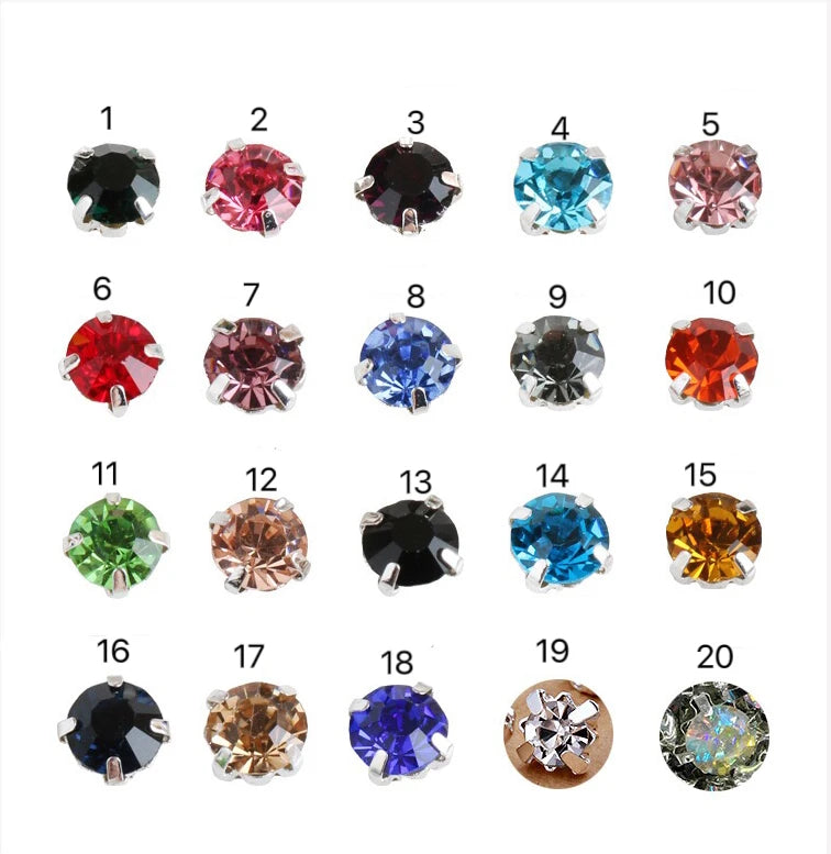 SINRONG  Colored Glass Rhinestone Sewing Wedding Accessories 4 Claw Flatback Style Shoes Bags Garments