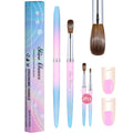 OEM #8-14 Professional Gradient Metal Handle Crimped Oval Pink Blue Paint Gel Eco-friendly Durable Kolinsky Hair Nail Art