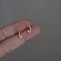 Delicate Creative Minimalist 14K Gold Plated Pure 925 Sterling Silver Mini Zircon Crescent Moon Stud Earrings for Women Girls