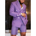 Summer Purple Jacket Shorts Pant Men Suits Prom Suit Vintage Groomsmen Wedding Tuxedos Mens Daily Wear Suit(Jacket+Pants) MegaBDM
