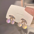 S925 Silver Pin Exquisite Micro-inlaid Symphony Cherry Stud Earrings Korean Temperament Shiny Stud Earrings