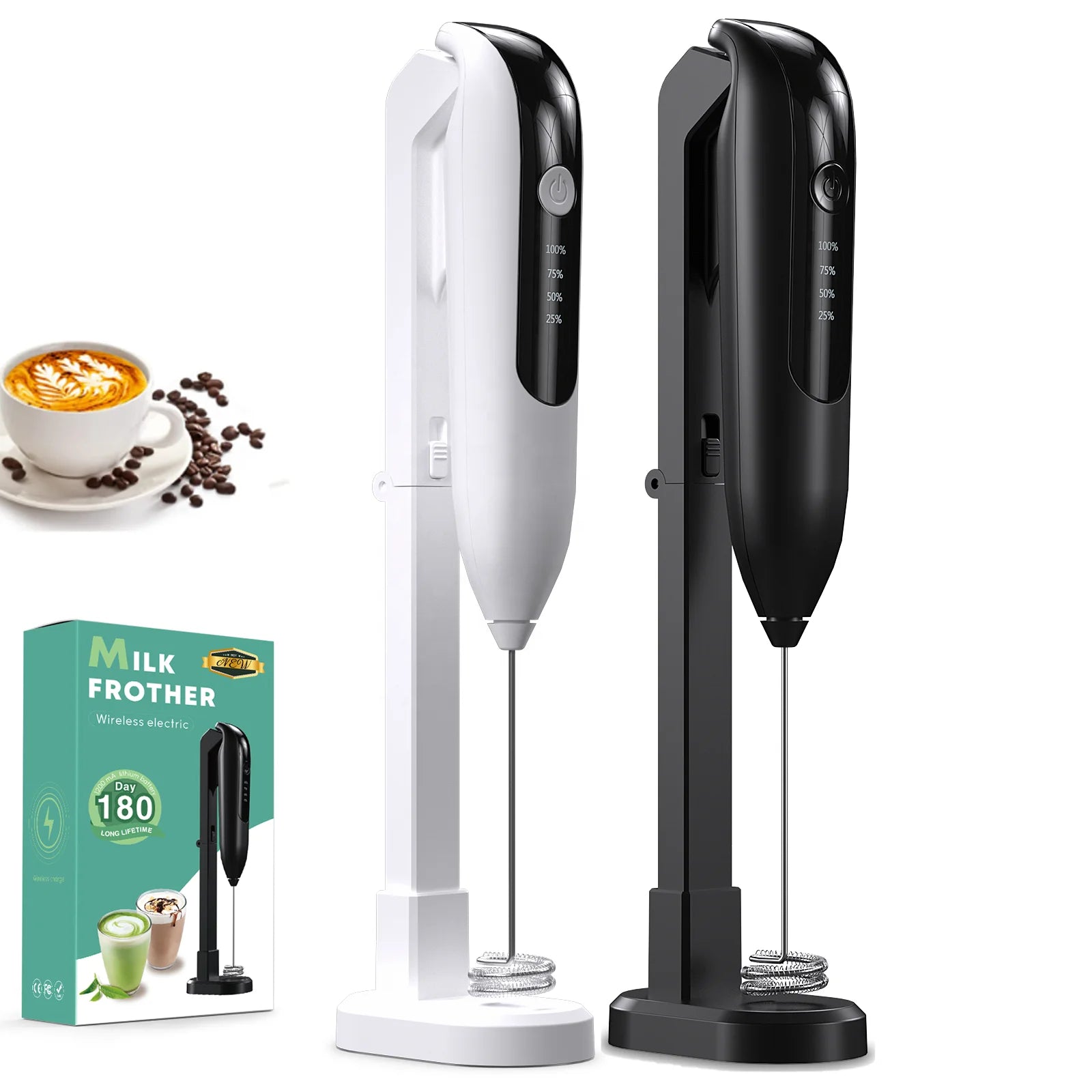Built-in Battery Operated USB Eco-Friendly Stainless Steel Milk Frother Rechargeable Electric Powerful Handheld Foam Maker STY