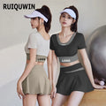 RUIQUWIN Wholesale Custom Breathable Women Golf Skirts Golf Tennis Skirts Set Women Sportswear 2 Piece Yoga Set