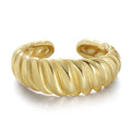 Wholesale Jewelry 18K Gold Plated 925 Sterling Silver Fashionable Simple Croissant Adjustable Ring