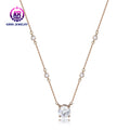 18K Gold Plated Rhodium Plated 925 Sterling Silver Pendant Necklace for Women Classic Style Zircon Pure Silver Link Chain