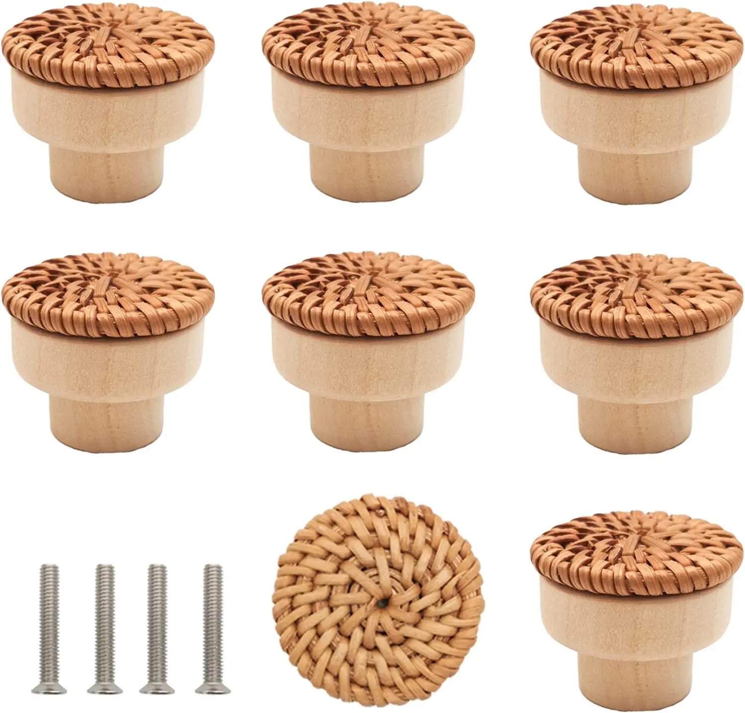 Rattan Dresser Knobs Boho KnobsWood Drawer Knobs Handmade Woven Wicker Knobs Pull HandleDecorative Cabinet Knobs Pulls Handles