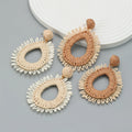 Summer New Raffia Earrings Exaggerated European and American Earrings for Women Drop Shaped Earrings