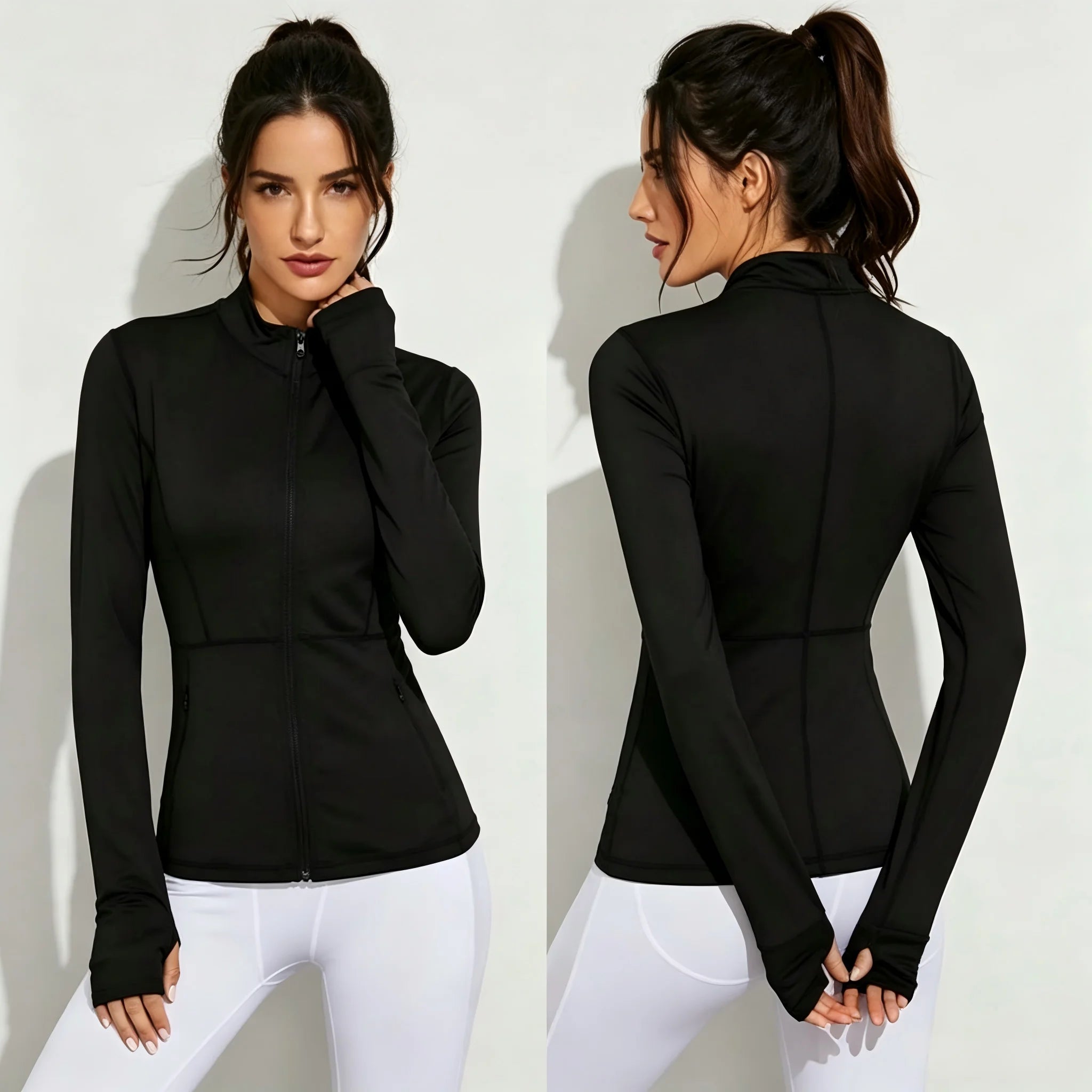High Quality Custom Seamless 100% Nylon Fitness Jacket for Women Gym Running Wear