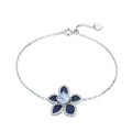 Beautiful Fine Jewelry 925 Sterling Silver Bracelet Blue Topaz Gemstone Flower Charm Bracelet for Women Jewelry