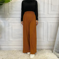Fashion Pleated Plus Size Wide Leg Pants Muslin Women Isalamic Abaya Clothing