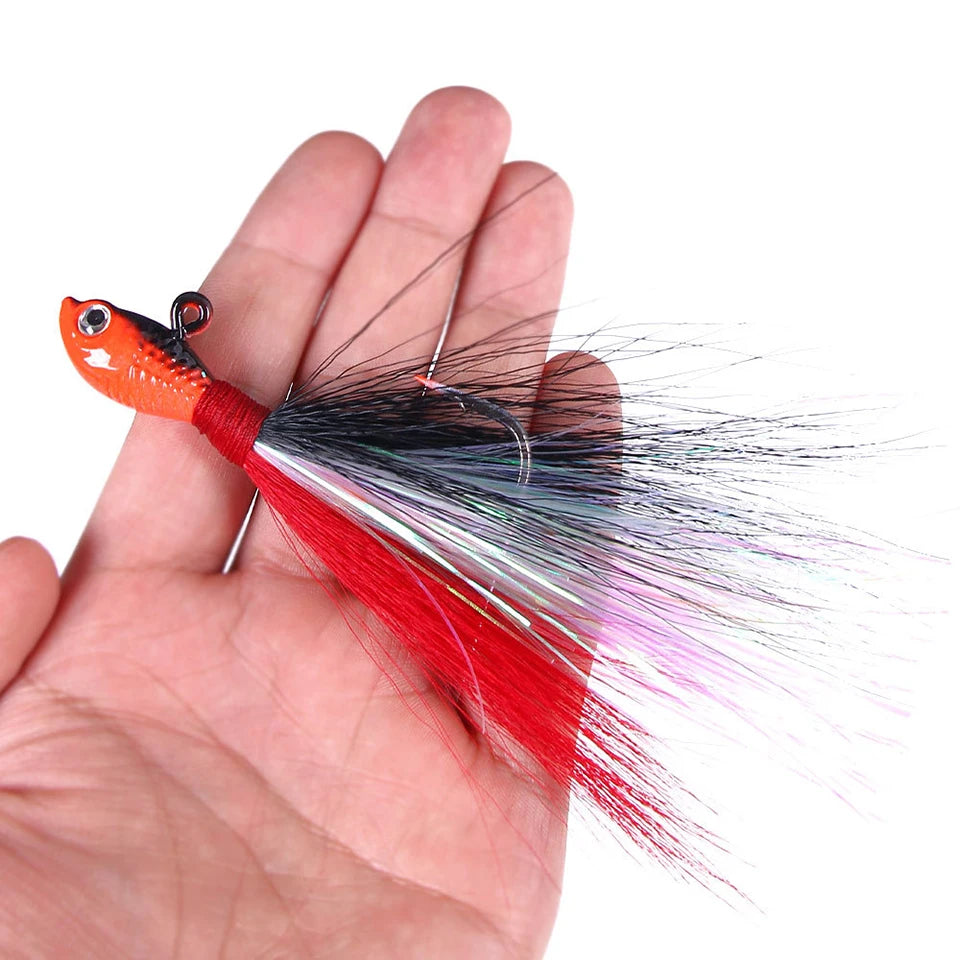 Multi Color Lead Spinner Bait Lures Sea Fishing Fish Bucktail Jig Head Lure With Single Hook